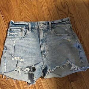 Abercrombie & Fitch Light Blue Distressed Jean Shorts